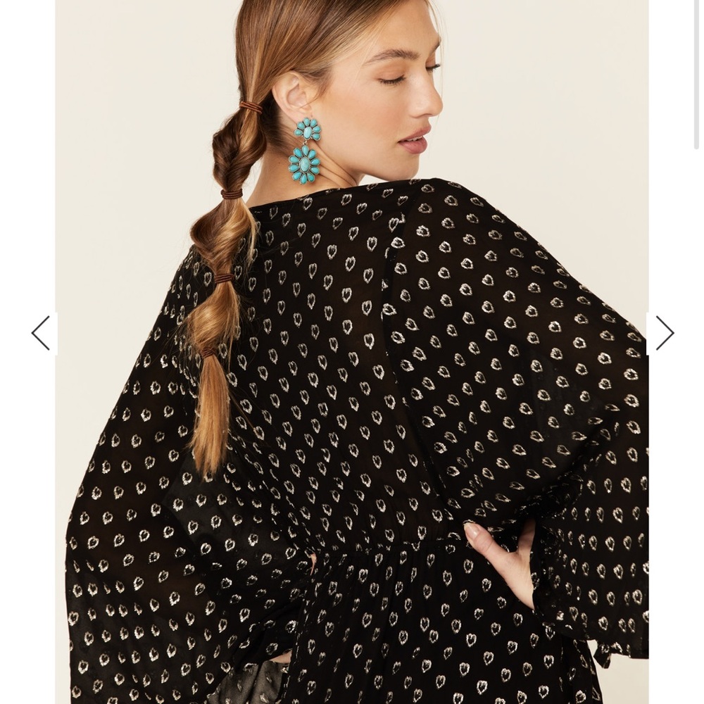 BAND OF GYPSIES BLACK METALLIC HEART MINI DRESS - Picture 4 of 11